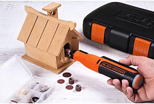Multiferramenta rotativa black + decker 7,2 v, controle de velocidade variável, bateria integrada de 1,5 ah, inclui 53 acessórios e maleta de transporte, bcrt8ik