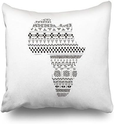 Sneeepee Textured Africa Continent Black White Traditional African Mud Cloth Throw Pillows Custom Home Decorative Sofa Square Pillowcase 20x20 Inches Two Sides Cushion Covers Zippered Design