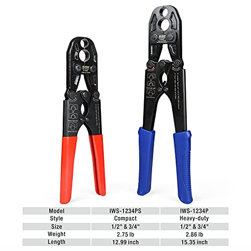 IWISS PEX Crimping Tool, Combo1/2inch, 3/4inch Plumbing Tool, Copper