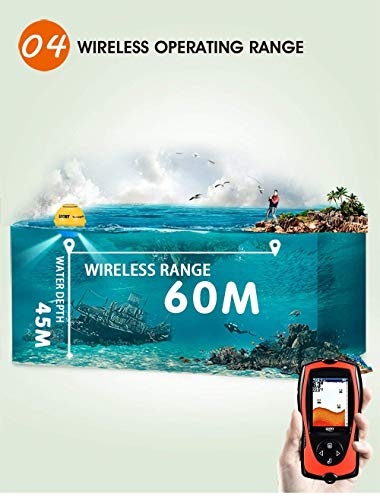 SISHUINIANHUA 2 in 1 Wireless and Wired Fish Finder HD Screen Red Fish Detector,Wired - Thumbnail 4