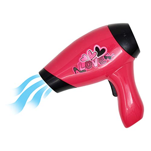 Pretend Play Beauty Set, Stylist Salon Playset Kit for Kids Toy Accessories Includes Hair Dryer, Makeup Mirror, Flat Iron, Lipstick, Scissors, Hair Brush, Nail Polish and Hair Clips