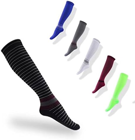PHIVUTY Graduated Compression Socks 1 Pair For Men &amp; Women 15-20 mmHg Medical Grade Stocking (L/XL, Stripe Black)