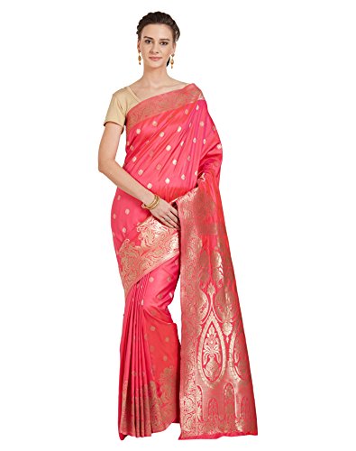 Viva N Diva Sarees for Women s Banarasi Sarees New Collection Fuchsia Pink Colour Banarasi Art Silk Saree with Un-Stiched Blouse Piece,Free Size