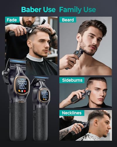 VGRPRO Professional Hair Clippers for Men, Professional Barber Clippers and Trimmer Set, Cordless Hair Clippers for Hair Cutting with Package Case, Powerful 9000 PRM Rechargable Electric Clippers