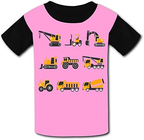 Wcpol Construction Trucks Children's 3D T-Shirt Top Tees Short Sleeve for Boys S