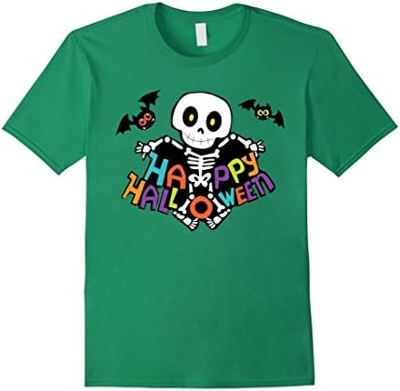 Mens Cute Skeleton Happy Halloween Custome T-Shirt for Boys Girls 3XL Kelly Green