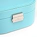 Vlando Small Mirrored Travel Jewelry Box Organizer Storage Case - Faux Leather - Best Gift for Girls (Blue)