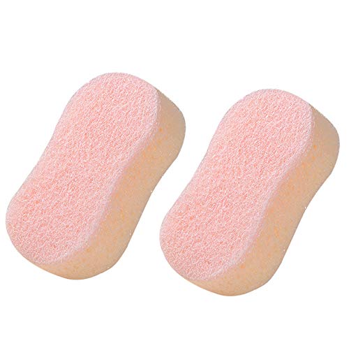 Topstone Natural Bath Facial Sponges , Antibacterial and Deodorant, Set of 2,Pink and Blue , Random Color