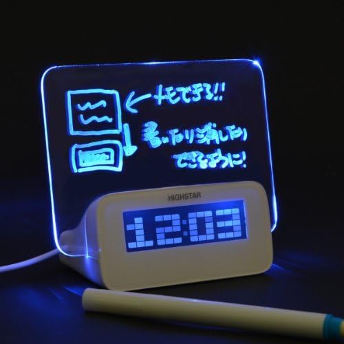 THANKO Erasable Neon LED Writing Board Alarm Clock with 4 USB HUB ALMCLK92