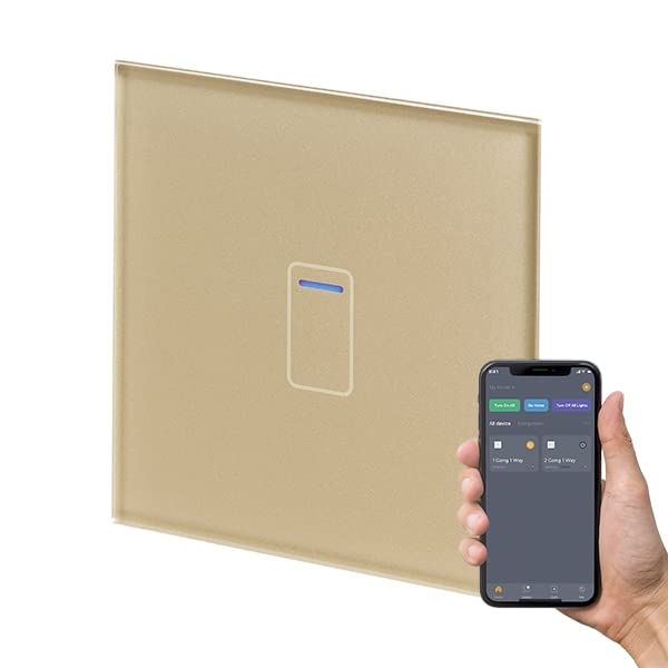 Retrotouch Crystal+ Touch WiFi Switch | 3 Gang Smart Light Switches | Multi Control | Remote Control | App Compatible With Alexa & Smart Life | Brass Glass Finish | LED Indicator