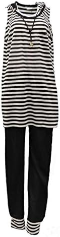 MARINA RINALDI Womens 2 PC Tunic Hoodie Top & Pant Set Black/Silver 120874 (Large)