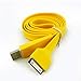 Yellow Noodle Flat Dock Connector to Charging USB Sync Data Cable For Apple iPod Classic 80GB, 120GB, 160GB