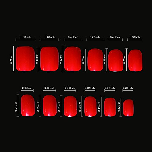 Red False Nail Tips 120 Pcs Full Cover Short Fake Nails