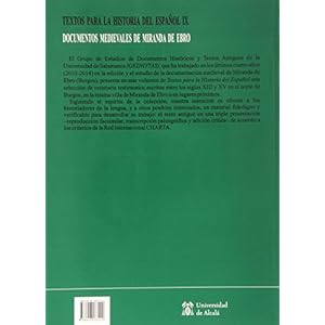 TEXTOS PARA LA HISTORIA DEL ESPAÑOL IX:DOCUMENTOS MEDIEVALES DE MIRANDA DE EBRO