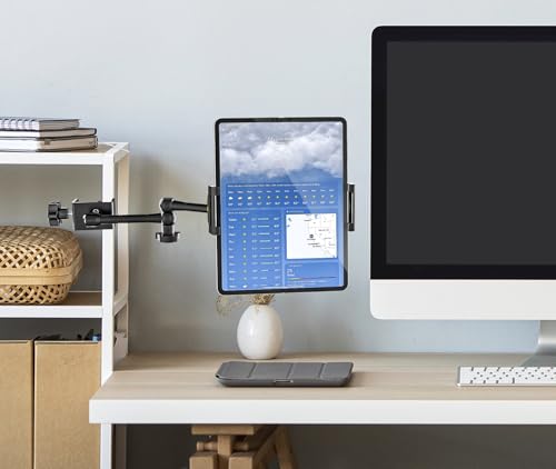 woleyi Tablet Stand Kitchen Desk [Suitable for Table and Mobile] Tablet Stand with Adjustable Metal Arm for iPad Pro 12.9 Air Mini, Galaxy Tab Ultra, Switch, 6-14.6 Inches