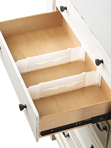 Whitmor Adjustable Drawer Dividers - Drawer Organizers - White (Set of 2)