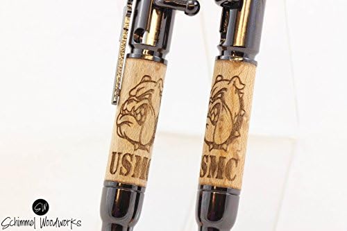 Handmade Schimmel Mini Pen, USMC bulldogs Maple wood pen, mini bolt action bullet pen,gift for Marine. Show your support of the Marines! Comes in a Gift box!