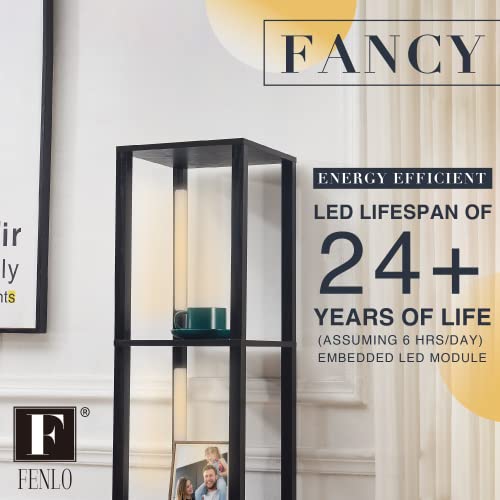 FENLO Fancy 64" Luxury Display Shelf with LED Floor Lamps for Living