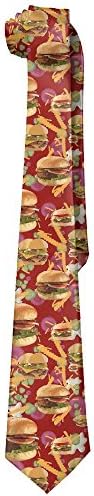 Men Hamburgers French Fries Polyester Silk Elegant Gentleman Tie Necktie Gift Box