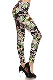 Leggings Depot Ultra Soft Women's Popular Best Printed Fashion Leggings Batch10 (Regular (Size 0-12), Carnation Brier)