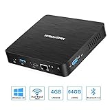 Fanless Mini PC, Intel x5-Z8350 HD Graphics Desktop Mini Computer Windows 10 Pro(64bit), DDR3L 4GB 64GB eMMC Built-in 2.4G/5G WiFi/BT 4.2/1000M LAN/HDMI/VGA Dual Output