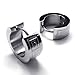 KONOV Stainless Steel Mens Huggie Hinged Hoop Stud Earrings Set, 2pcs, Color Silver
