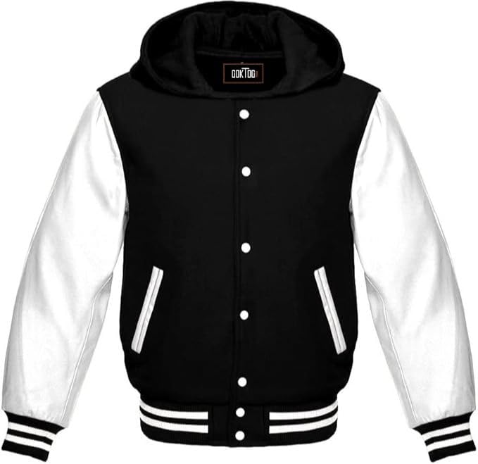 GOKTOG Hooded Varsity Jacket Women, Baseball