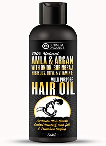 Optimum Organics Onion and Castor Hair Oil with Amla, Argan, Bringraj, Hibiscus Oil and Blend Of 18 Essential Oils for Hair.
