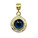 Sterling Silver 18 Karat Gold Overlay Greek Key Theme Double Sided Evil Eye Pendant Charm