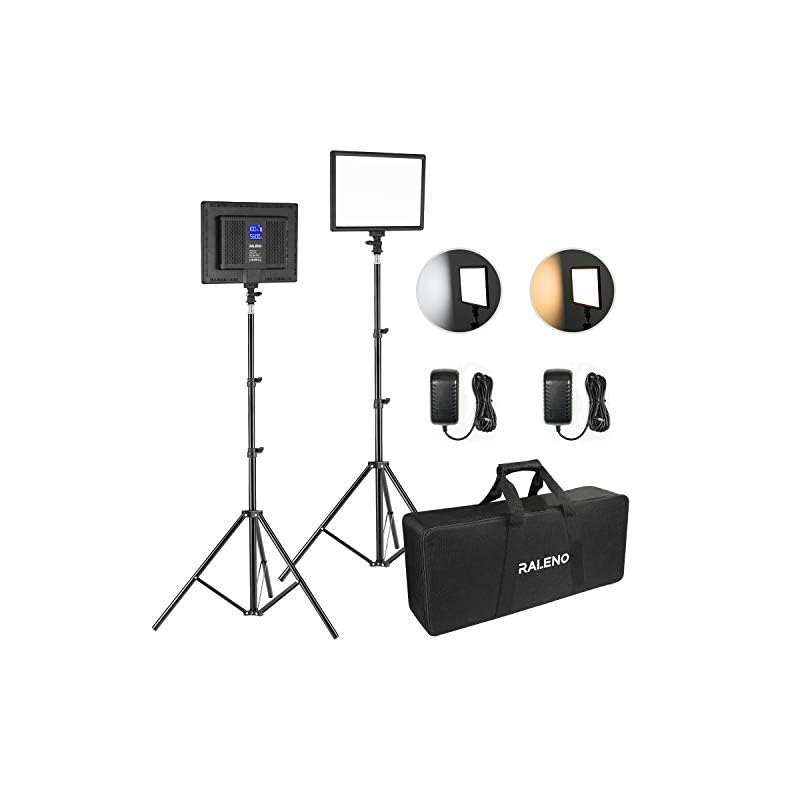 RALENO 2 Packs LED Video Light and 75inches Stand Lighting Kit Include