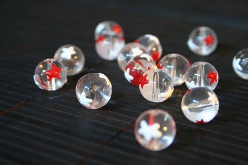 July 4th Patriotic Design Clear Round Glass and Epoxy Beads (12 beads pack)