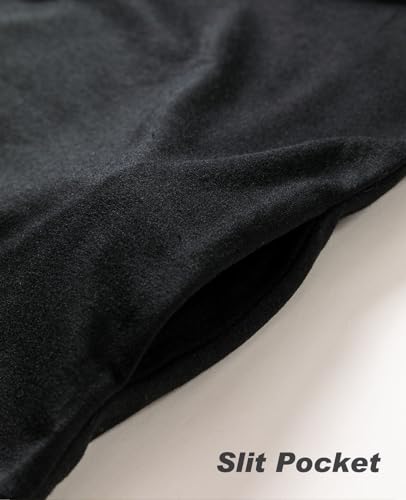 FOENLINTENSO GIRLS TOPS CASUAL LONG SLEEVE SHIRTS STRIPED COLOR BLOCK CREWNECK TUNIC BLOUSES WITH POCKET BLACK-10-11Y-XL