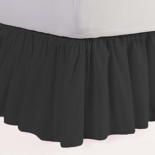 Amazon.com: Cotton Ruffled Black Bed Skirt Any Drop Queen ...