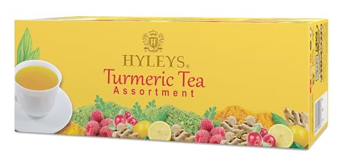 HYLEYS TURMERIC WITH GREEN TEA ASSORTED FLAVORS – ANTIOXIDANT-RICH HERBAL TEA VARIETY PACK – 42 TEA BAGS