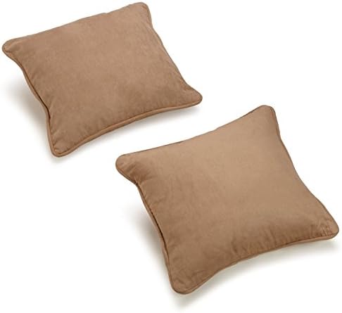 Blazing Needles Corded Microsuede Throw Pillow, 18", Java 2 Count