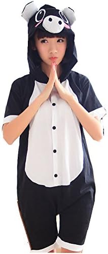 HSDJ Summer Unisex Adult Black Pig Animal Pajamas Cosplay Custome S Pig