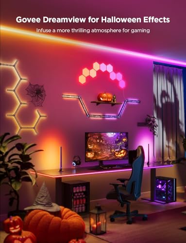 Govee RGBIC Gaming Lights, 3M Neon Rope Lights Soft Lighting for Gaming Desk, LED Strip Lights Syncing with Razer Chroma, Smart App Control, Support Cutting, Music Sync, Adapter (Only 2.4G Wi-Fi)