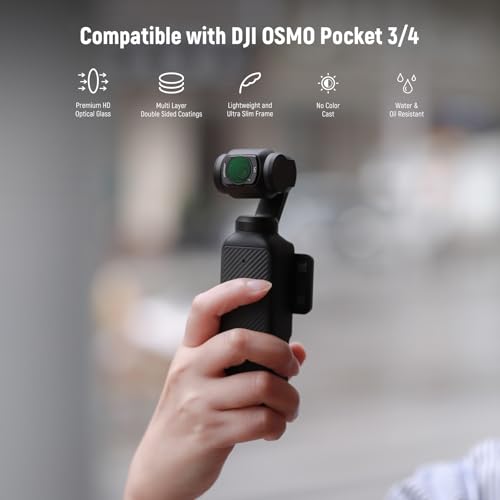 NEEWER Magnetic ND & CPL Filter Kit Compatible with DJI OSMO Pocket 4 & Pocket 3, 4 Pack Neutral Density ND16 ND64 ND256 CPL Polarizing Filters, Multi Coated HD Optical Glass/Ultra Slim Aluminum Frame