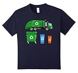 Kids Garbage Truck Shirt - Trash Truck Shirt - With Dumpsters 6 Navy