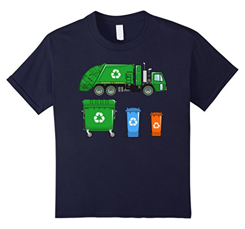 Kids Garbage Truck Shirt - Trash Truck Shirt - With Dumpsters 6 Navy