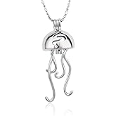 LGSY 5Pcs Jellyfish Cage Pendants for Pearl Jewelry Making Silver Plated, Design Cage Pendants for Women