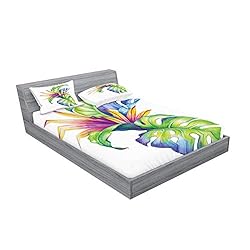 Ambesonne Plant Fitted Sheet & Pillow Sham