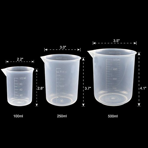 DEPEPE 5 Clear Plastic Graduated Cylinders Measure with 3 Plastic Beakers and 2 Test Tube Brushes
