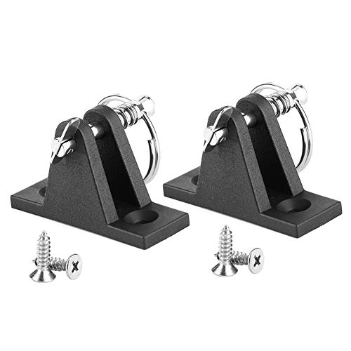 Qiilu Marine Deck Hinge, Pair Canopy Deck Hinge Boat Bimini Top Fitting W/Quick Release Pin Stainless Steel Marine Parts