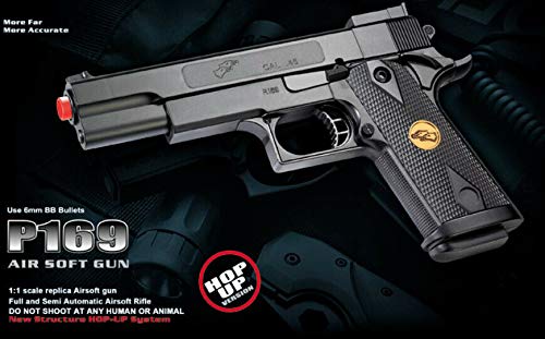 Double Eagle A&N 275FPS P169 1911 Airsoft Hand Gun Full Size Spring Pistol w 6mm BBS BB Fantastic Starter Airsoft Pistol Government .45