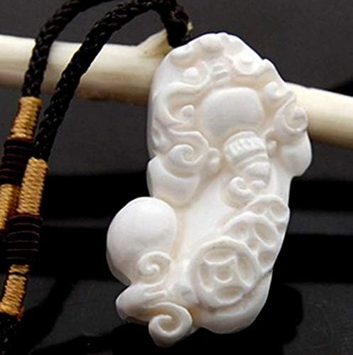 Fashion Feng ShuiFeng Shui White Tridacna Stone Gigas Shell Pi Yao Pi Xiu Necklace Pendant Amulet