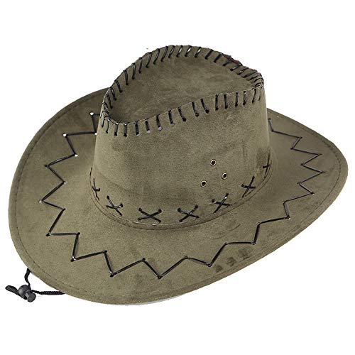Men Women's Woven Straw Cowboy Hat Straw w/Beaded Trim Band Western Cowgirl Mongolian Grassland Sunshade Cap - Thumbnail 2