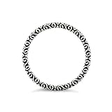 Sterling Silver Oxidized Bali Stackable Ring (Size 4 - 10)