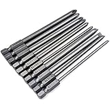 LONKER 10pcs 1/4 Inch Hex Shank Long Magnetic Screwdriver Bits Set 4 Inch Power Tools (Slotted+Cross)