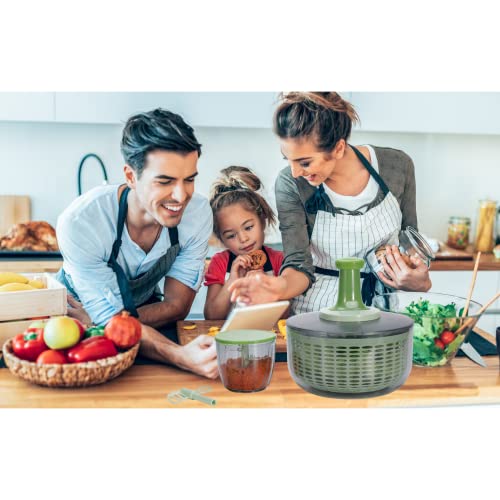 Brieftons Salad Spinner and Chopper Large 6.3Quart Lettuce Greens Vegetable Washer Dryer, with